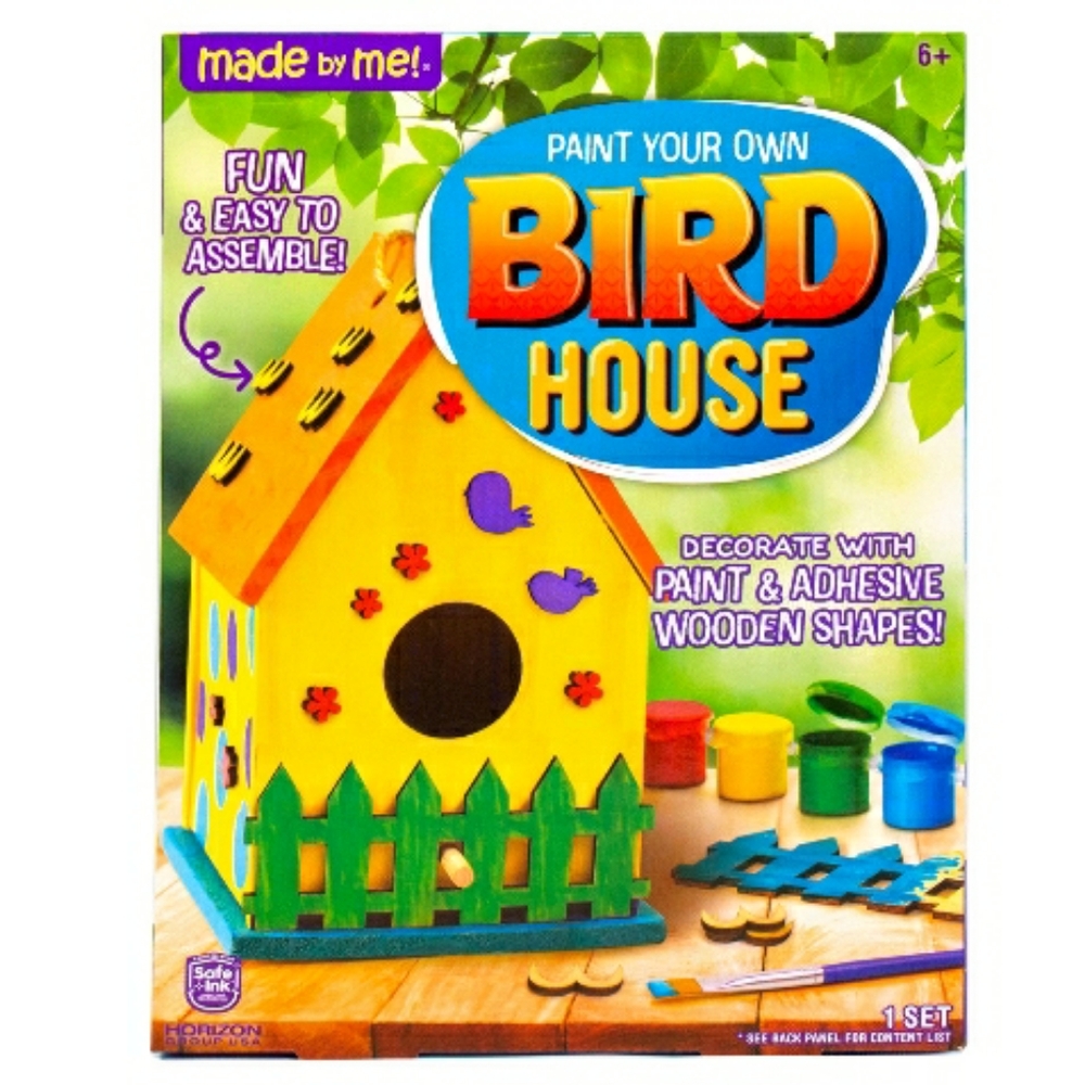 Made by Me Paint Your Own Birdhouse Kit, Boys and Girls,